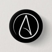 Atheist-Symbol: weiß auf schwarz Button (Vorderseite)