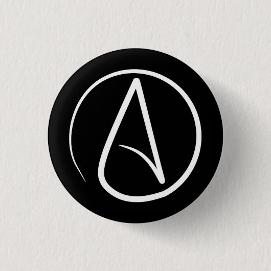 Atheist-Symbol: weiß auf schwarz Button (Vorderseite)