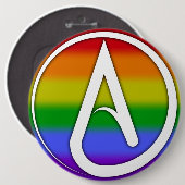 Atheist Symbol White over Rainbow Button (Vorne & Hinten)