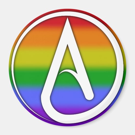 Atheist Symbol White over Rainbow Magnet (Vorne)