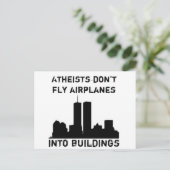 Atheisten fliegen keine Flugzeuge in Gebäude Postkarte (Stehend Vorderseite)