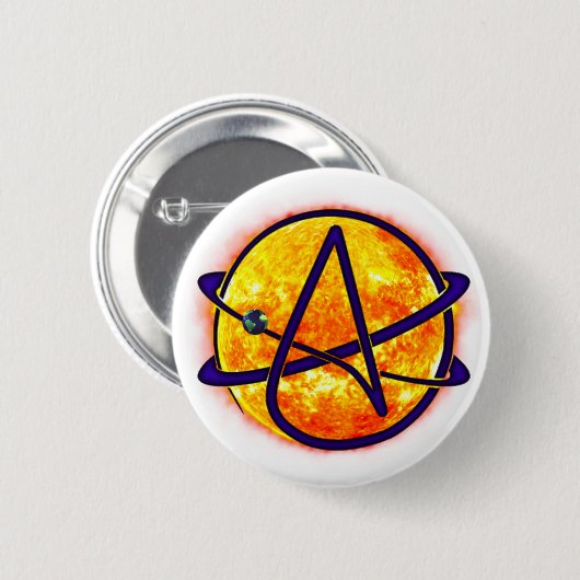 Atheisten-Symbol FlammensSun Button (Vorne & Hinten)