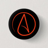 Atheistensymbol: Orange auf schwarz Button (Vorderseite)
