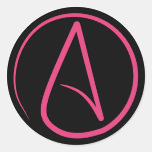 Atheistensymbol: rosa auf schwarz runder aufkleber
