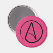Atheistensymbol: schwarz auf Fuchsia Magnet (Vorderseite/Rückseite)