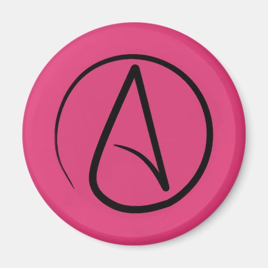 Atheistensymbol: schwarz auf Fuchsia Magnet (Vorne)