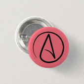 Atheistensymbol: schwarz auf Korallen Button (Vorne & Hinten)