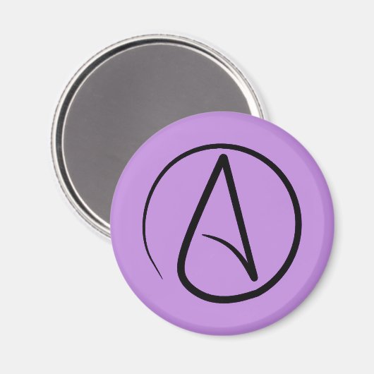 Atheistensymbol: schwarz auf lila magnet (Vorderseite/Rückseite)