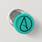 Atheistensymbol: schwarz auf Verdigris Button (Vorne & Hinten)