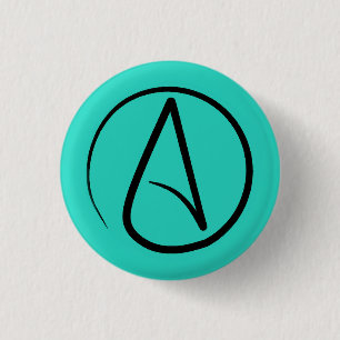 Atheistensymbol: schwarz auf Verdigris Button