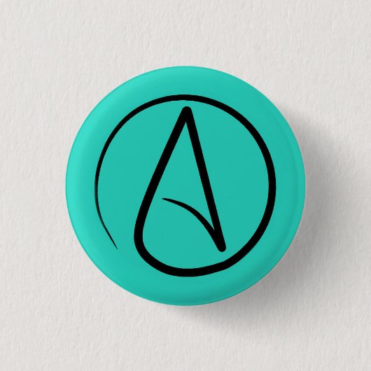 Atheistensymbol: schwarz auf Verdigris Button (Vorderseite)