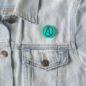 Atheistensymbol: schwarz auf Verdigris Button (Beispiel)