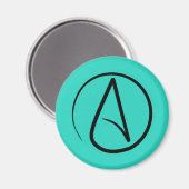 Atheistensymbol: schwarz auf Verdigris Magnet (Vorderseite/Rückseite)