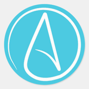 Atheistensymbol: weiß am Himmel blau Runder Aufkleber