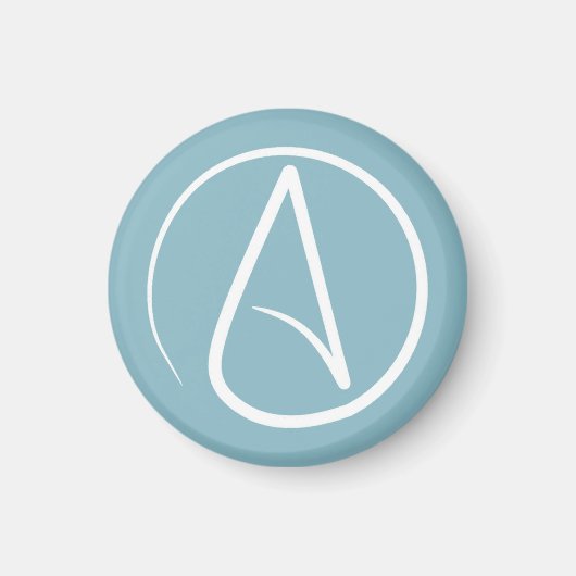 Atheistensymbol: weiß auf grau-blau magnet (Vorne)