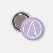 Atheistensymbol: weiß auf Lavendel Magnet (Vorderseite/Rückseite)