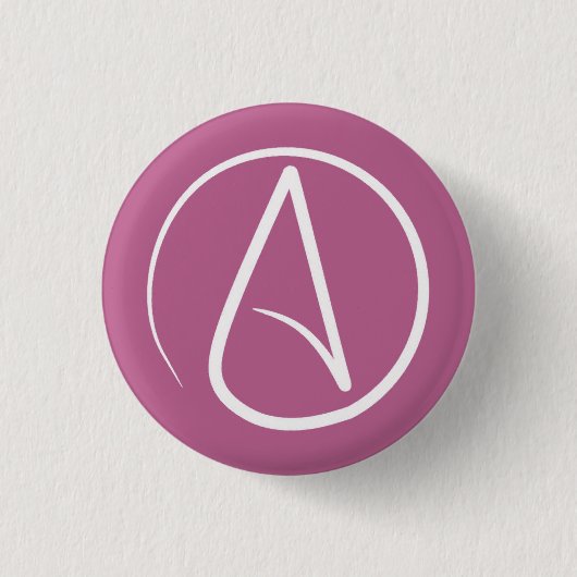 Atheistensymbol: weiß auf Maul rosa Button (Vorderseite)