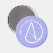Atheistensymbol: weiß auf periwinkeln magnet (Vorderseite/Rückseite)
