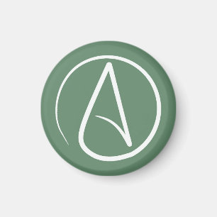 Atheistensymbol: weiß auf Salbei grün Magnet