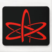 Atheistisches Atom (rot auf Schwarzem) Mousepad (Vorne)