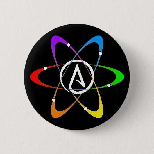 Atheistisches Atom-Symbol Button (Vorderseite)