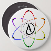 Atheistisches Atom Symbol Regenbogen Button (Vorne & Hinten)