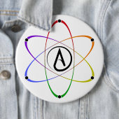 Atheistisches Atom Symbol Regenbogen Button (Beispiel)
