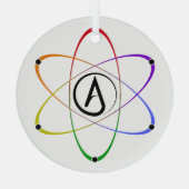 Atheistisches Atom Symbol Regenbogen Ornament Aus Glas (Rückseite)
