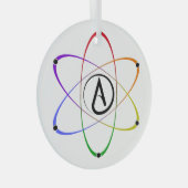 Atheistisches Atom Symbol Regenbogen Ornament Aus Glas (Vorderseite Rechts)