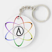Atheistisches Atom Symbol Regenbogen Schlüsselanhänger (Rückseite)