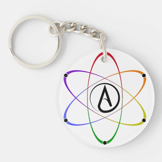 Atheistisches Atom Symbol Regenbogen Schlüsselanhänger (Vorderseite)
