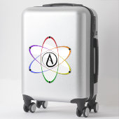 Atheistisches Atom Symbol Regenbogen Schwarz Aufkleber (Koffer)