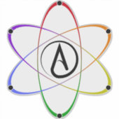 Atheistisches Atom Symbol Regenbogen Schwarz Aufkleber (Vorderseite)