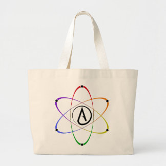 Atheistisches Atom Symbol Regenbogen Schwarz Jumbo Stoffbeutel