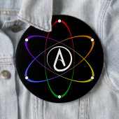 Atheistisches Atom-Symbol Regenbogen Weiß Button (Beispiel)
