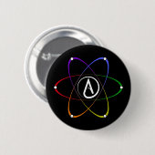Atheistisches Atom-Symbol Regenbogen Weiß Button (Vorne & Hinten)