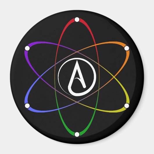 Atheistisches Atom Symbol Regenbogen Weiß Magnet (Vorne)