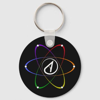 Atheistisches Atom-Symbol Regenbogen Weiß Schlüsselanhänger