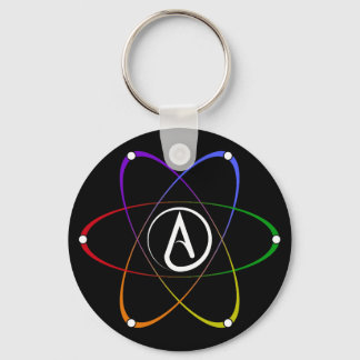 Atheistisches Atom Symbol Regenbogen Weiß Schlüsselanhänger