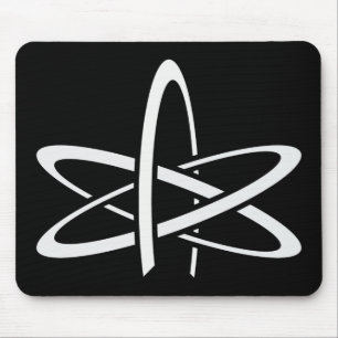 Atheistisches Atom (weiß auf Schwarzem) Mousepad