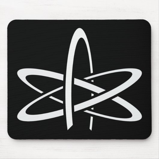Atheistisches Atom (weiß auf Schwarzem) Mousepad (Vorne)