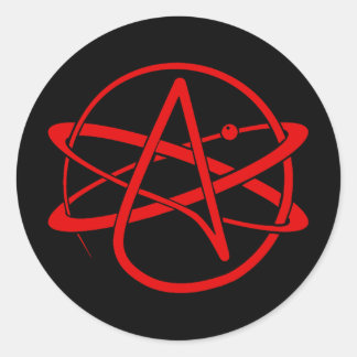 Atheistisches neues Logo Rot Runder Aufkleber