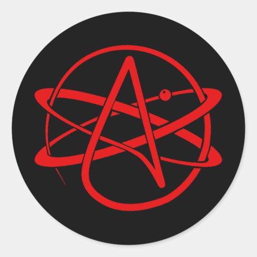 Atheistisches neues Logo Rot Runder Aufkleber (Vorderseite)