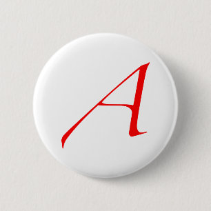 Atheistisches Scharlachrot Buchstabe-Knopf- Button