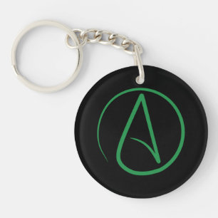 Atheistisches Symbol: Grün auf schwarz Schlüsselanhänger