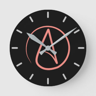 Atheistisches Symbol: Koralle auf schwarz Runde Wanduhr