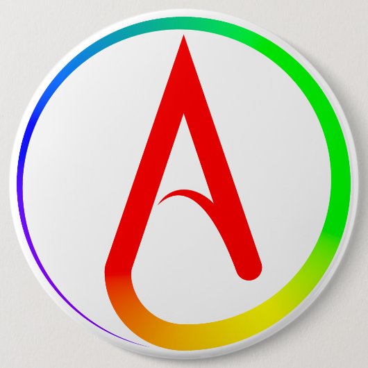 Atheistisches Symbol Regenbogen Button (Vorderseite)