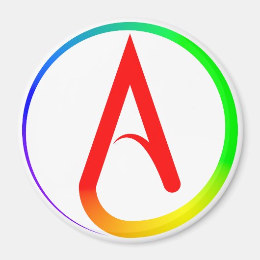 Atheistisches Symbol Regenbogen Magnet (Vorne)
