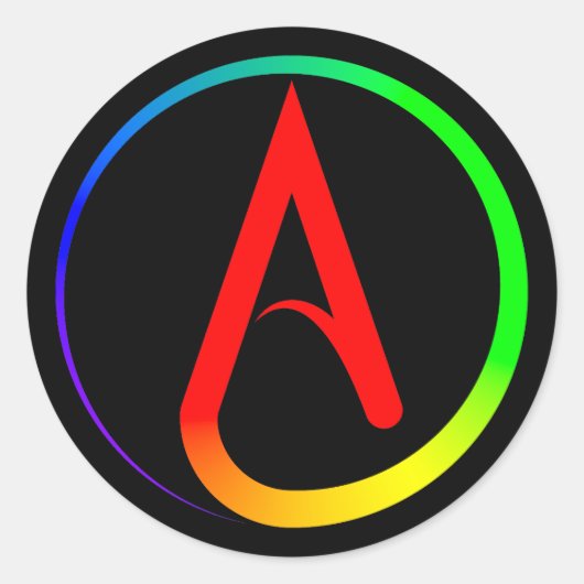 Atheistisches Symbol Regenbogen Runder Aufkleber (Vorderseite)
