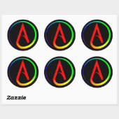 Atheistisches Symbol Regenbogen Runder Aufkleber (Blatt)